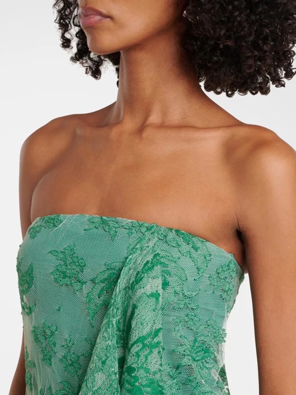 Christopher Esber Floating Lace Strapless Dress - Evergreen - Picture 7 of 12